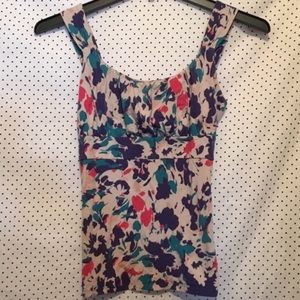 Ann Taylor Floral Sleeveless Empire Waist Blouse